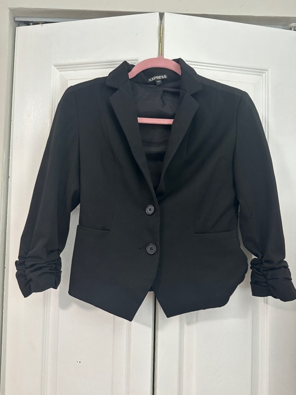 Express Black Cropped Two-Button Blazer